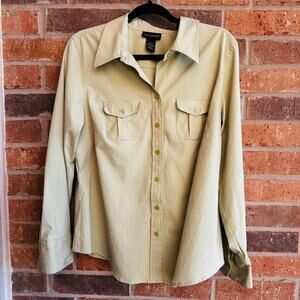 Lane Bryant Tan Button Up Long Sleeve Blouse 14/16 Size